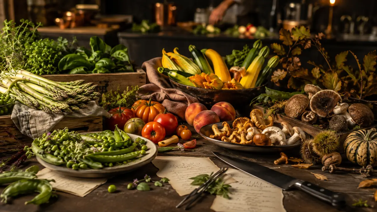 Plat gastronomique en clair-obscur, sauce brillante et herbes délicates