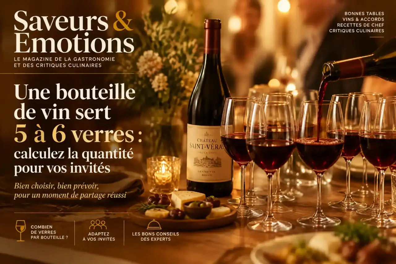 Une bouteille de vin sert 5 à 6 verres : calculer la quantité pour vos invités