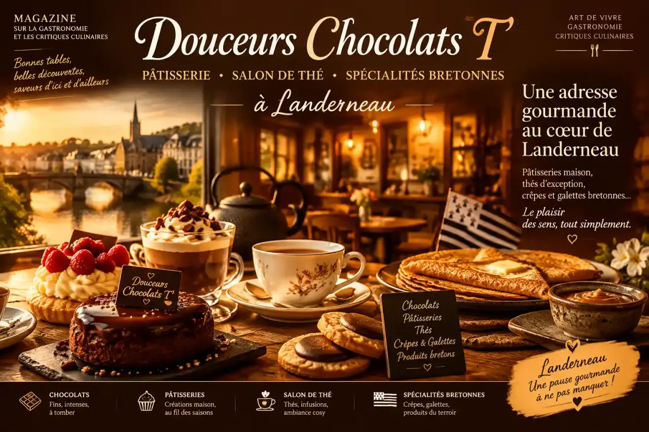 Douceurs Chocolats T’ réunit pâtisserie, salon de thé et spécialités bretonnes à Landerneau